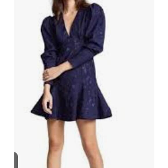 Keepsake the Label Endless Love Jacquard Puff Sleeve Flare Hem Mini Dress Small - Picture 1 of 11